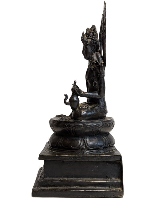 Avalokiteshvara Figur Bronze Tibet auf Lotussockel