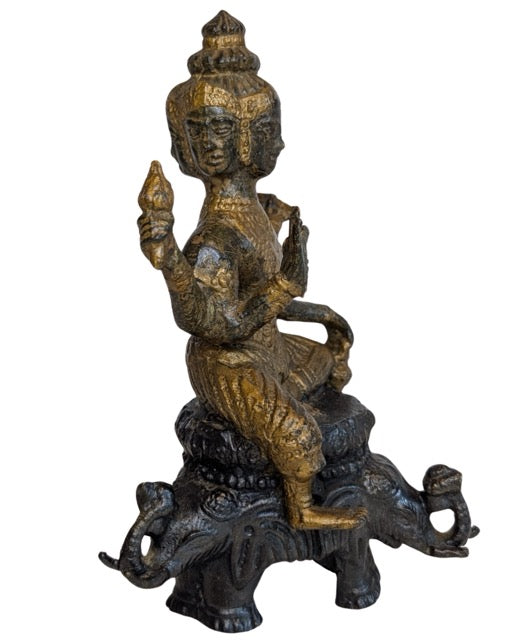 Brahma Bronze Indien mit Elefantenbasis und Feuervergoldung