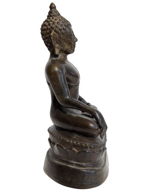 Buddha Figur Bronze auf Lotussockel Myanmar Thailand