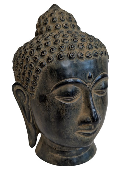 china buddha kopf bronze skulptur ruhiger gesichtsausdruck