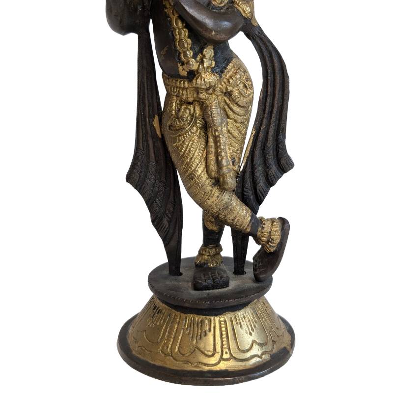 Krishna Bronze Figur hindu Gott Flöte Darstellung