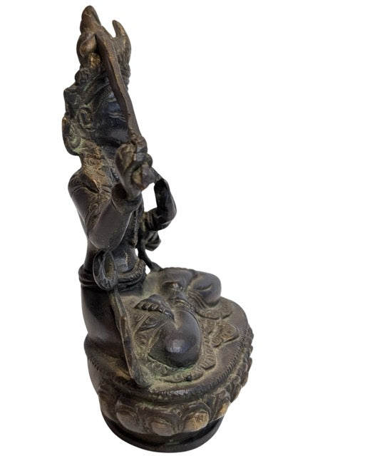 Manjushri Figur Bronze Tibet auf Lotussockel