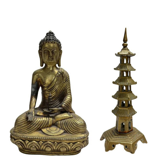 Antike sino-tibetische Medizin-Buddha Statue (Bhaisajyaguru) aus massiver Bronze, 23 cm hoch