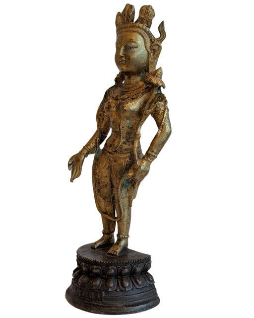 tibetischer avalokiteshvara bronze skulptur kompakte form
