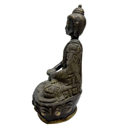 Paar Newar-Buddha-Statuen aus den Patan-Ateliers, Lot 457, feuervergoldete Bronze, Abhaya Mudra, 18,5 cm hoch, frühes 20. Jahrhundert, 3,2 kg schweres Set, 1stbuddha Expertise.