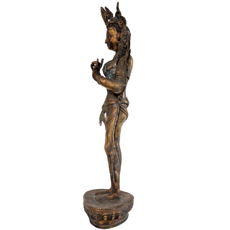 Antike nepalesische Tara Statue – 18. Jahrhundert – Feuervergoldete Bronze