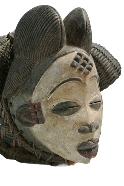 Afrika Maske Holz mit Flechtwerk Gabon