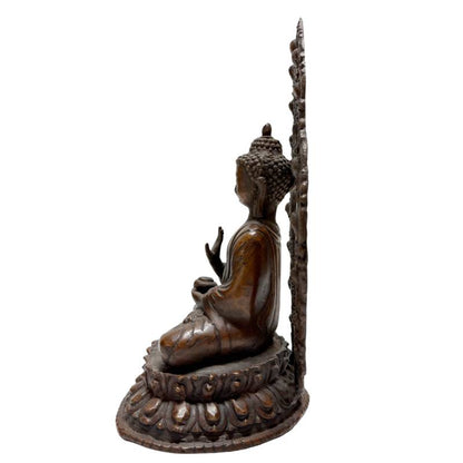 Altes Paar Buddha-Statuen aus Bronze, Nepal/Himalaya-Region, 19. Jahrhundert, Lot 462, mit Resten originaler Feuervergoldung, handgearbeitete Lotusbasen und Mandorlas, 1stbuddha.