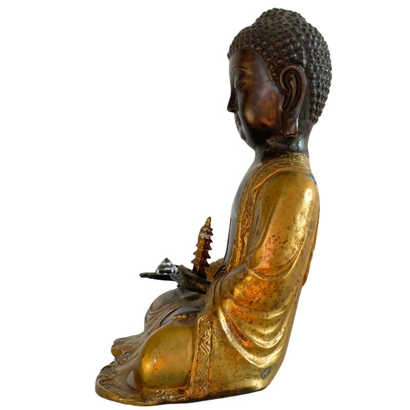 Amitabha Buddha Bronze Kristall Ritualstatue