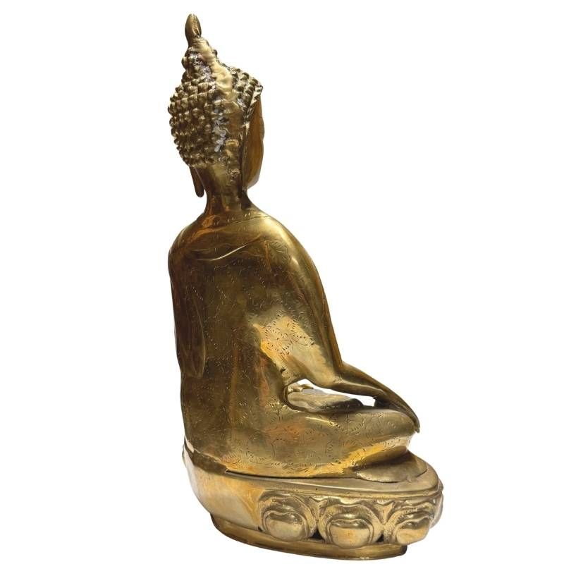 Antike tibetische Buddha Statue aus feuervergoldeter Bronze, 18.-19. Jahrhundert, schwere Qualität 4 kg, 36,5 cm hoch, West-tibetischer Stil, Lot 424.