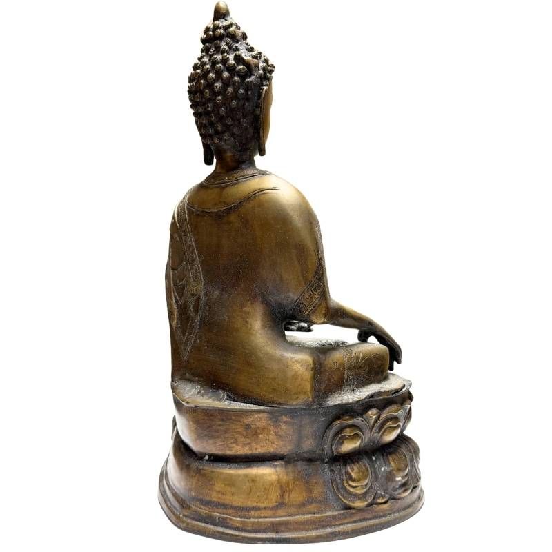 Antike nepalesische Buddha-Statue, Bronze feuervergoldet, doppelter Lotusthron, 41 cm Höhe, 6,3 kg massives Gewicht, 18.-19. Jahrhundert, Newar-Gusskunst, Lot 423.