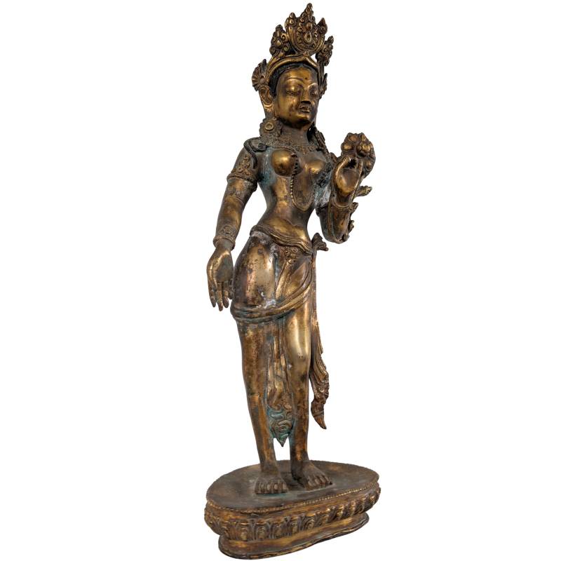 Antike nepalesische Tara Statue – 18. Jahrhundert – Feuervergoldete Bronze
