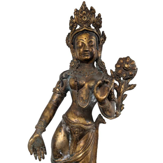 Antike nepalesische Tara Statue – 18. Jahrhundert – Feuervergoldete Bronze