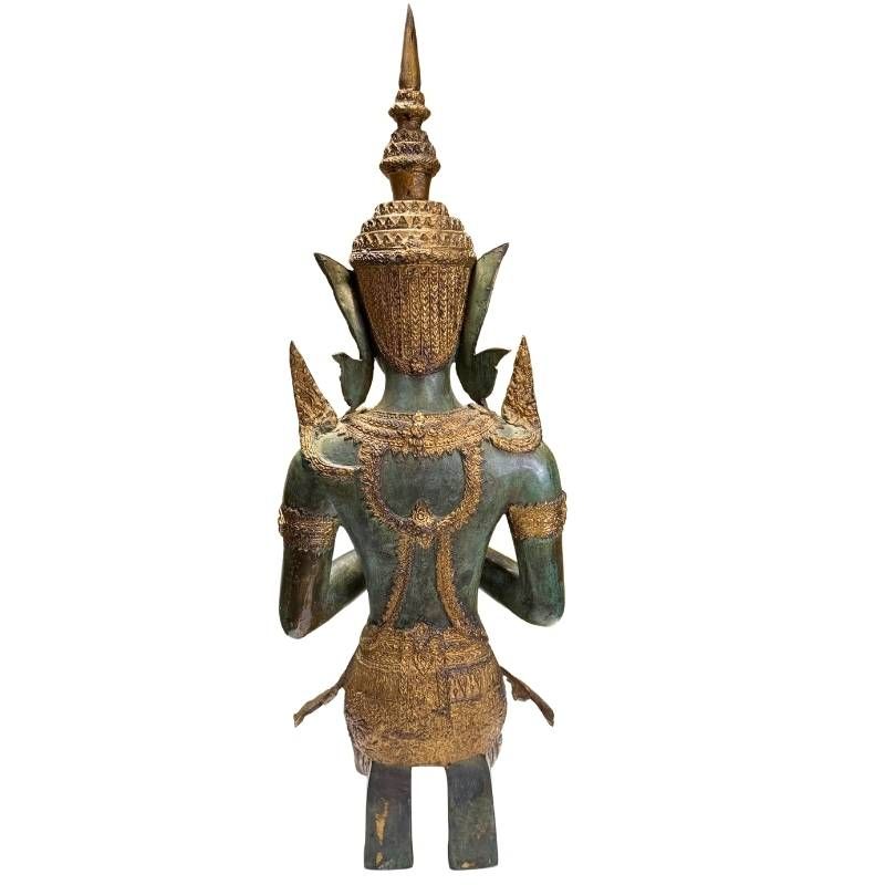 Paar antike thailändische Guardian Statues (Tempelwächter) aus Bronze, 19. Jahrhundert, 56 cm hoch, 15 kg schwer, Reste originaler Feuervergoldung, Lot 433, 1stbuddha.