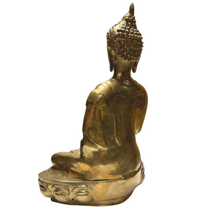 Antike tibetische Bronze Buddha Statue, feuervergoldet, 18.-19. Jahrhundert, 36,5 cm hoch, 4 kg Gewicht, West-tibetischer Stil, authentisches Sammlerstück, Lot 424.