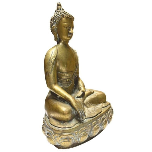 Antiker Buddha auf Lotusbasis, feuervergoldetes Metall, 18.-19. Jahrhundert, handgearbeitetes Sakralobjekt mit historischer Patina, Lot 425.
