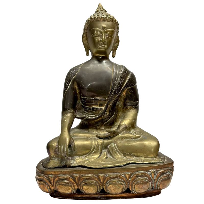 Antike Buddha Statue Bronze sino tibetisch Bhumisparsha Mudra traditionelle Arbeit