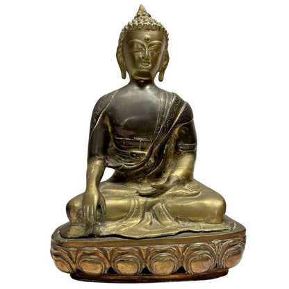 Antike Buddha Statue Bronze sino tibetisch Bhumisparsha Mudra traditionelle Arbeit