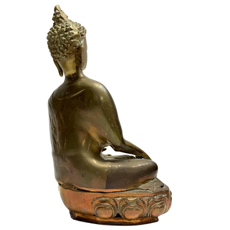 Antike sino tibetische Buddha Statue Bronze Bhumisparsha Mudra spirituelles Objekt