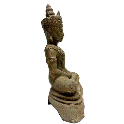 antike buddha figur bronze thailand natuerliche oxidation patina alt