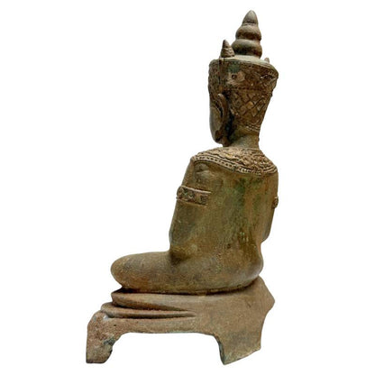 antike buddha statue bronze thailand alte patina authentische oberflaeche