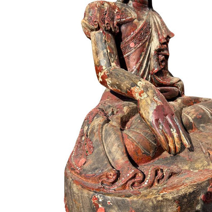 Antike Buddha Tempelstatue aus Holz aus Burma
