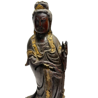 Antike buddhistische Holzfigur Guanyin China Qing Dynastie