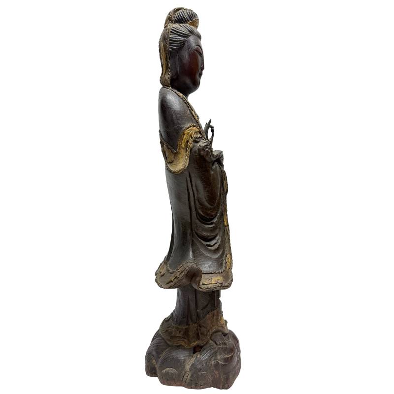 Antike Guanyin Holzfigur China buddhistische Kunst Qing Dynastie