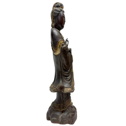 Antike Guanyin Holzfigur China buddhistische Kunst Qing Dynastie