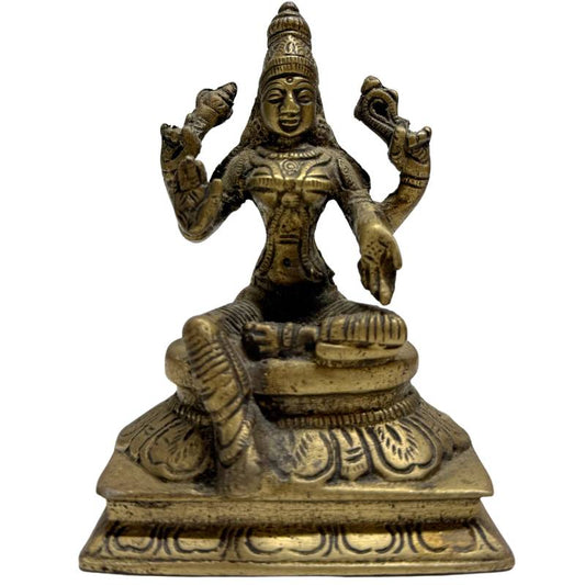 Antike Lakshmi Statue aus massiver Goldbronze, Südindien ca. 1940-1960
