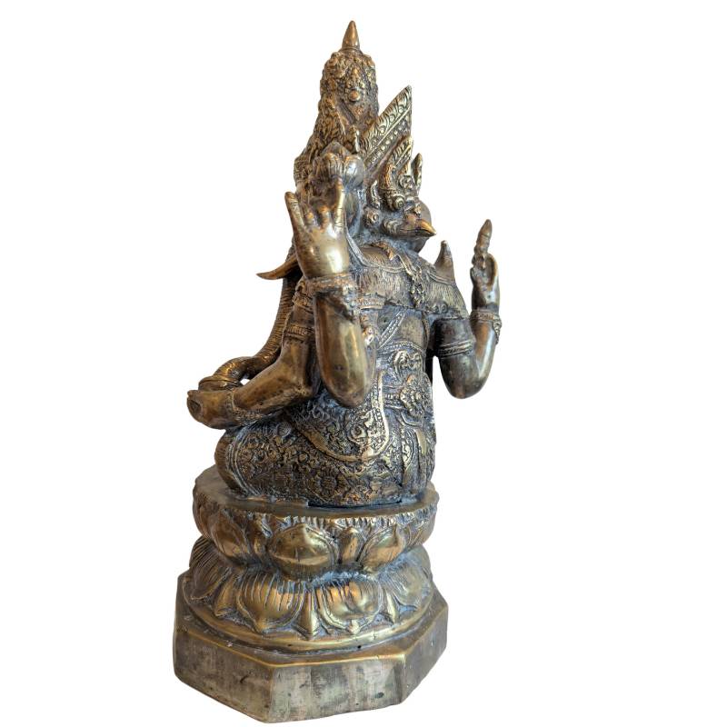 Antike synkretistische Ganesha-Bronzestatue im Khmer-Stil mit Buddha-Figur in der Krone, Lot 152, feuervergoldet, Gewicht 6,8 kg.