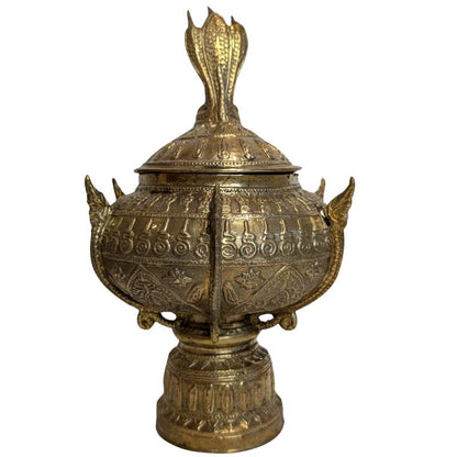 Antike Tempelschale aus Bronze mit Stupa Motiven Südostasien