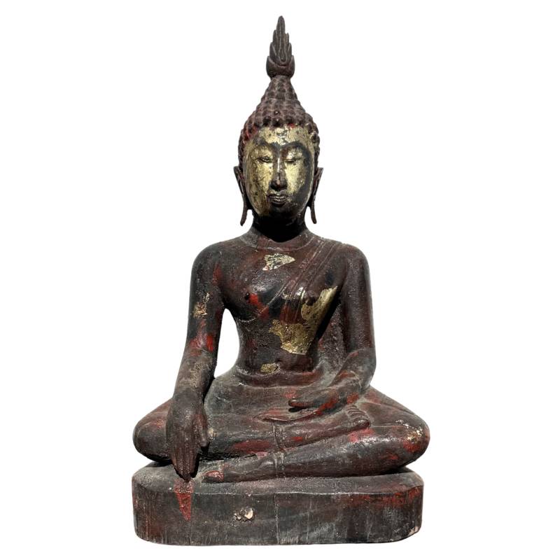 Antiker Buddha aus Birma mit originalem Blattgold.