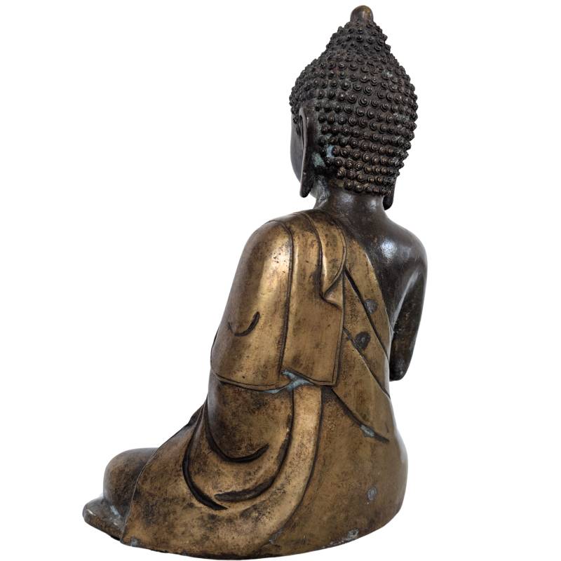 Antiker chinesischer Buddha aus Bronze mit natürlicher Abnutzung und Patina