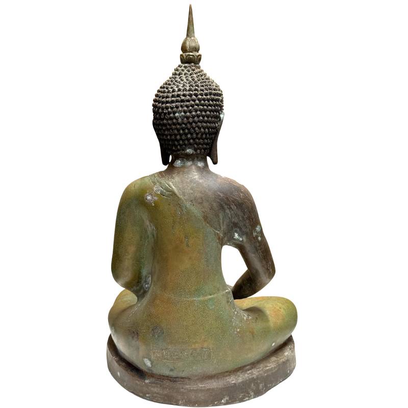 Antike chinesische Buddha-Statue aus massiver Bronze