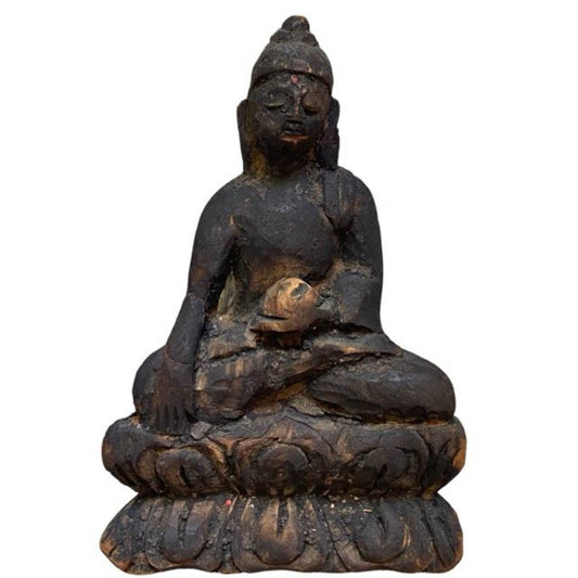 Antiker Holz Buddha – Himalaya Devotionsbild | 1stBuddha