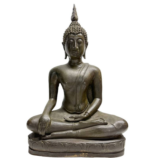 Alt: Antiker thailändischer Bronze-Buddha, Ayutthaya-Tradition, ca. 1780-1850, 47,5 cm.