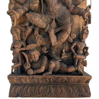 Antikes Durga Holzpaneel – Indien Tempelrelief | 1stBuddha
