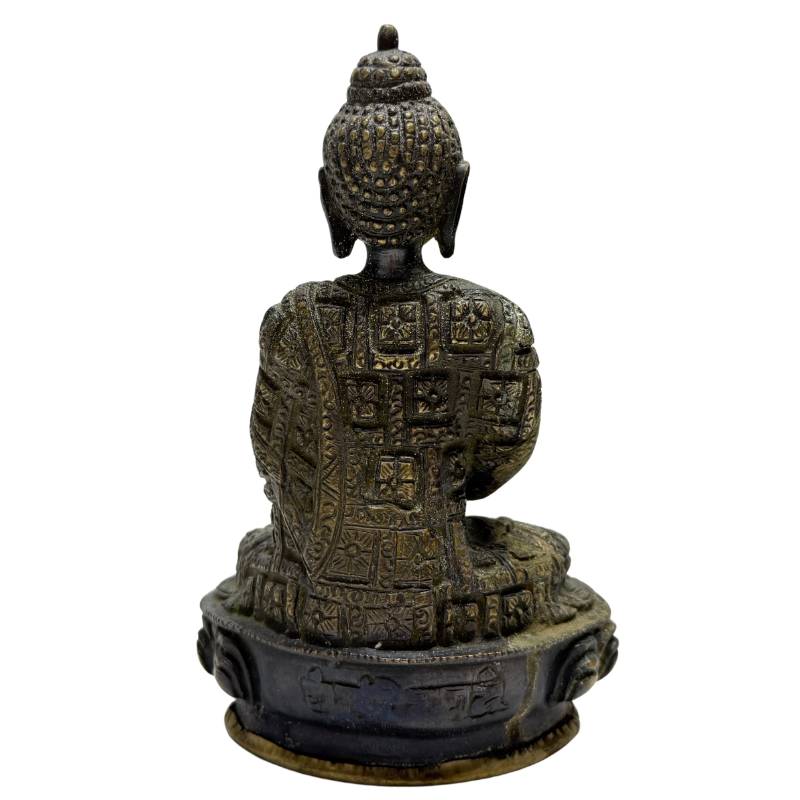 Antikes Paar nepalesischer Buddha-Statuen, feuervergoldete Bronze, Lot 457, frühes 20. Jahrhundert, Patan Newar-Stil, 18,5 cm hoch, Abhaya Mudra, 3,2 kg Gesamtgewicht, 1stbuddha.