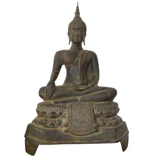Antike sitzende Buddha Statue aus Bronze aus Thailand