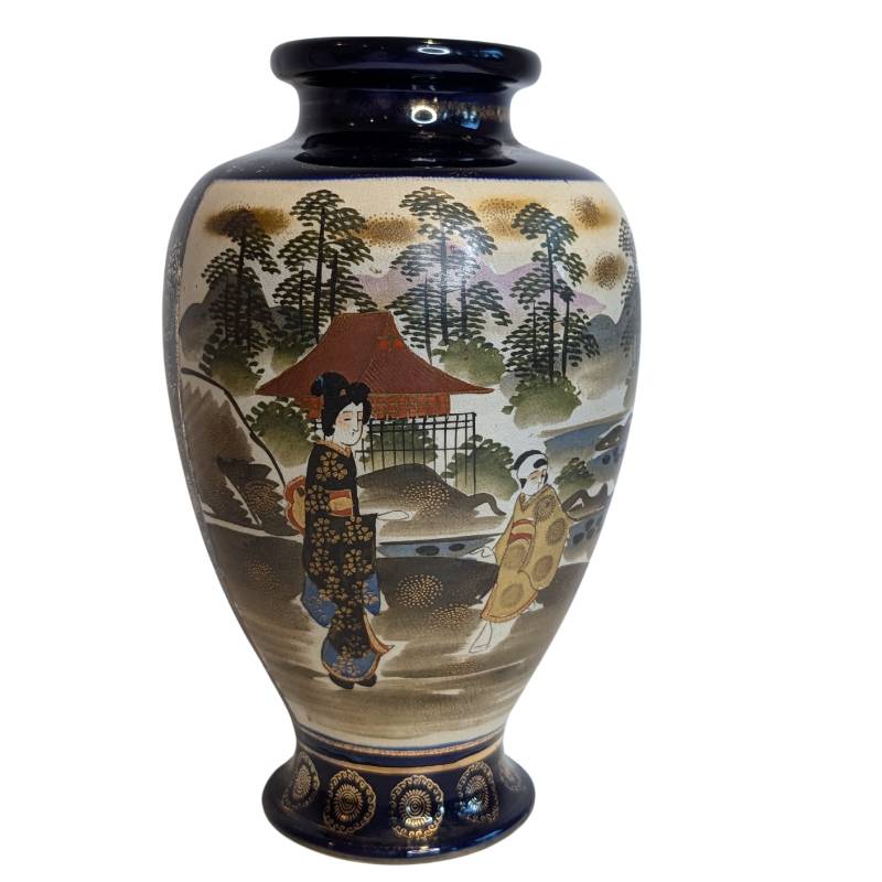 Asiatische Antik Keramik Vase handbemalt Detail