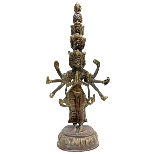 Stehende Avalokiteshvara Bodhisattva Statue aus massiver Bronze, 28,5 cm hoch.