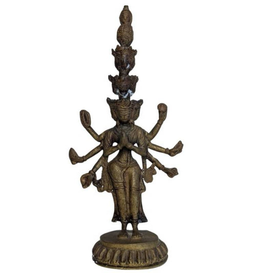 Avalokiteshvara Bronze feuervergoldet Tibet mehrarmige Darstellung