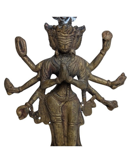 Avalokiteshvara Bronze Tibet auf Lotusfigur Himalaya