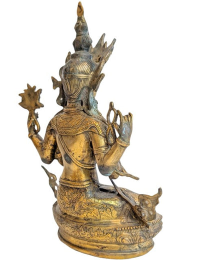 Avalokiteshvara Bronze Himalaya antik mit Patina