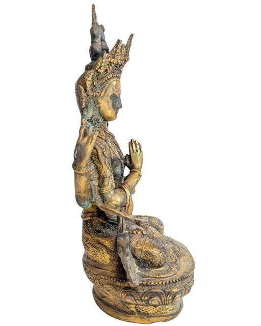 Avalokiteshvara Figur Bronze Anjali Mudra Himalaya