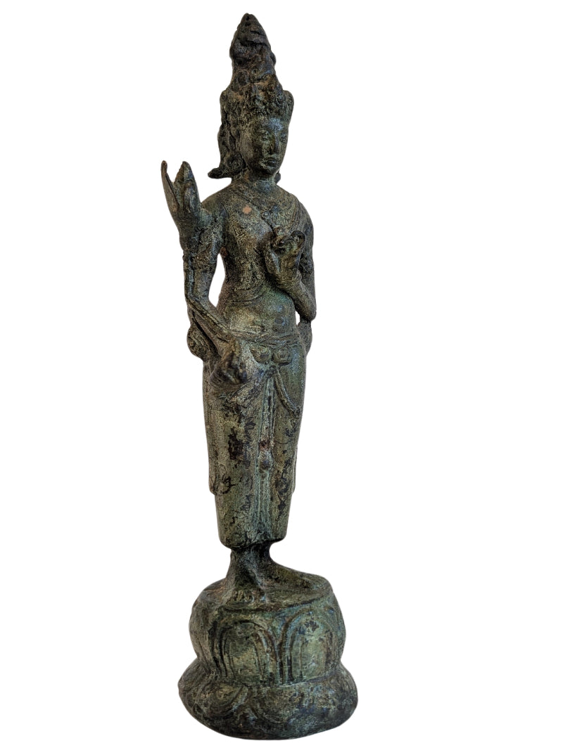 Avalokiteshvara Figur Bronze mit Lotus stehend