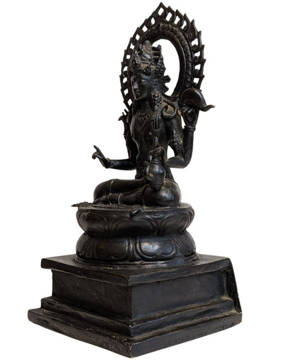 Avalokiteshvara Statue Bronze Himalaya mit Patina