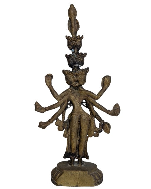 Avalokiteshvara Statue Bronze mit Patina Tibet