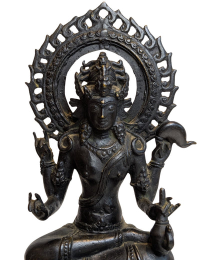 Avalokiteshvara Statue Tibet Bronze mit Halo